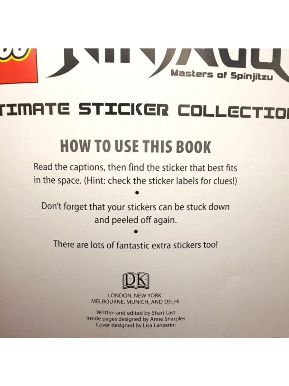 LEGO Ninjago Ultimate 1000 Reusable Sticker Collection Book DK 2012 Partial Used